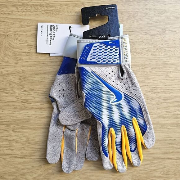 Nike Pitt Panthers Alpha Elite Baseball Batting Gloves XXL Grey Blue Yellow New - Picture 1 of 16